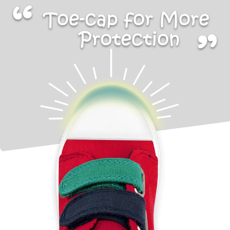K KomForme Toddler Boys & Girls Shoes Kids Canvas Sneakers with Cartoon Dual Hook and Loops, Size 9 Toddler, Red - Image 4